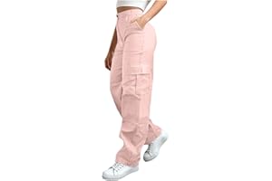 Bacrelax Cargo Pants Women Elastic High Waisted Wide Leg Baggy Pants Hiking Streetwear Casual Trousers Multi Pockets 2026
