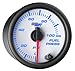 GlowShift White 7 Color 100 PSI Fuel Pressure Gauge Kit - Includes Electronic Sensor - White Dial - Clear Lens - for Car & Truck - 2-1/16
