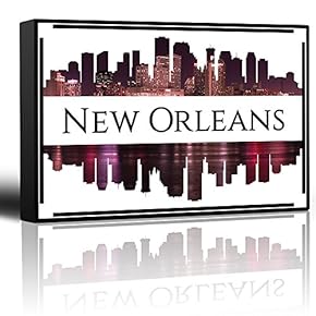 City Skyline Series - New Orleans - Colorful Urban Art - Sunsets and Silhouettes Famous Buildings and Landmarks - Canvas Art Home Art - 12x18 inches