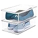 mDesign Plastic Closet Organizer Box Containers with Hinged Lid for Bedroom Shelves/Cabinets, Holds Flats, Sandals, Sneakers, Dress Shoes, Heels, Booties, and Wedges, Ligne Collection, 8 Pack, Clear