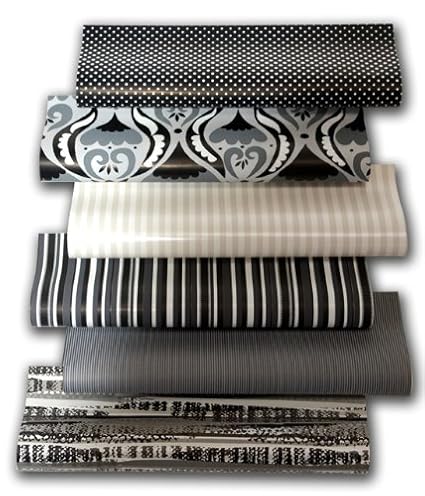 6er Rollen Set Black and White Spezial Edition Schwarz und Weiß Geschenkpapier 200 x 70 cm verschiedene Designs