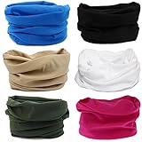 SmilerSmile 6pcs Assorted Seamless Outdoor Sport Bandanna Headwrap Scarf Wrap, 12 in 1 High Elastic Magic Headband & Collars Muffler Scarf Face Mask with UV Resistance, (Solid Color 9)