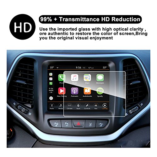 2014-2018 Jeep Cherokee Uconnect Touch Screen Car Display Navigation Screen Protector, RUIYA HD Clear TEMPERED GLASS Car In-Dash Screen Protective Film (8.4-Inch)