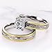 Herinos Women Engagement Rings Set, Stainless Steel Gold Plated Cubic Zirconia Promise Wedding Rings Size 6-9