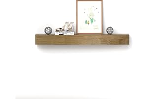 POPRHINO Fireplace Mantel Shelve, Solid Wood Baked Finish Wall-Mounted Floating Shelf for Over Fireplace, Handcrafted Floating Fireplace Mantels with Wooden Bracket, 60 x 8 x 6 Inches