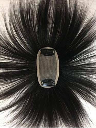 5"10"Mono Hair Topper Straight Remy Human Hair Clip in Crown Hair Piece Toupee for Women Yudit(Length 6 inch) (wine red)