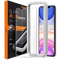 Spigen, 2 Packs, iPhone 11 Tempered Glass Screen Protector/iPhone XR Tempered Glass(6.1"), AlignMaster, Auto-Align Technology, Case Friendly, Face ID Compatible, 6.1 iPhone 11 / XR Screen Guard