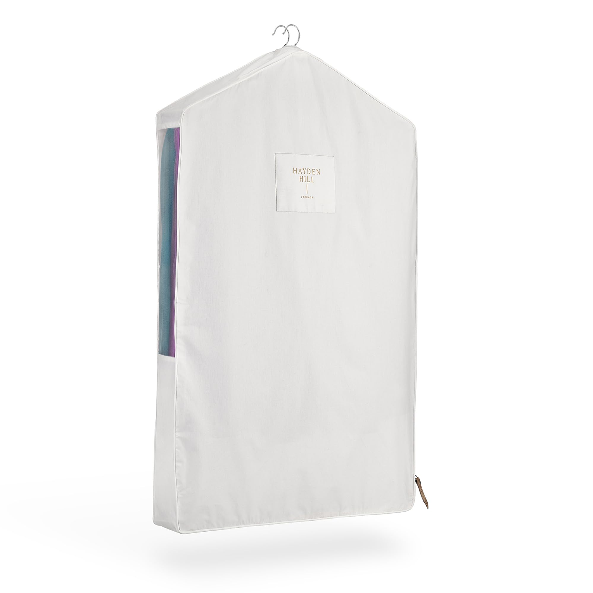 Hayden Hill Luxury Organic Cotton Garment Bag - Short 40 Inch - Breathable Hanging Storage For Dresses, Coats, Suit Covers For Men and Women - Clothes Covers Protector Bags - Certified Carbon Neutral