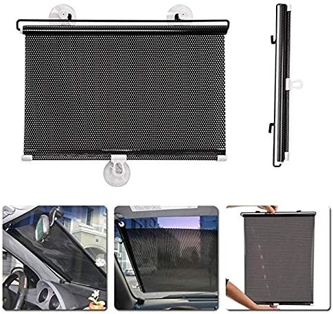Car Window Sun Shade Covers Front Rear Windscreen Sunshades for Baby Roller Blind Retractable Auto Sunshade Protector Blocks Harmful UV Rays to Protect Kids, Pets, Flexible Size for Sedan, SUV, Truck