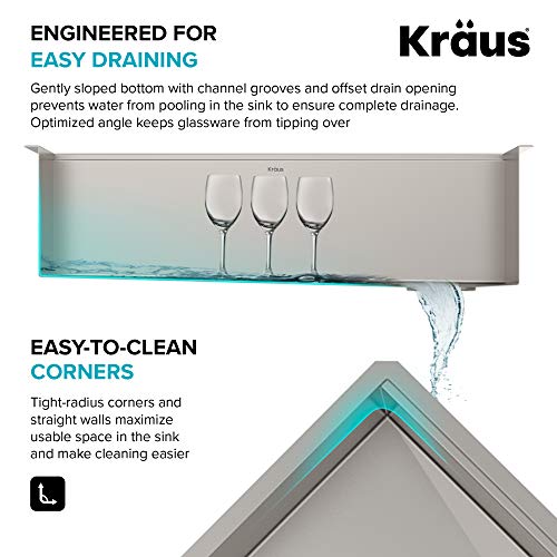 KRAUS KWF410-33 Kore Workstation 33-inch Farmhouse Flat Apron Front 16 Gauge Single Bowl Stainless Steel Kitchen Sink with Integrated Ledge and Accessories (Pack of 5)