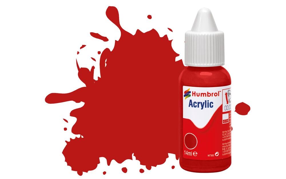 Greenhills Humbrol 14ml Bottle of Acrylic Dropper Paint Scarlet Matt DB0060 - C5179