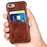 iPhone 7 Case, Benuo [Card Slot Vintage Series] [Genuine Leather] Soft Leather Case [2 Card Slots], Ultra Slim Leather Case Back Cover [Business Style] for Regular iPhone 7 (Stylish Brown)