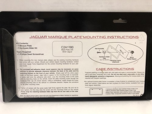 Jaguar OEM Accessory Front Black License Plate with Chrome Leaper in the Centrt
