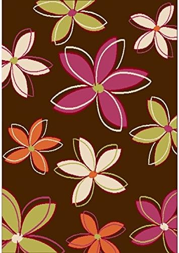 Greyson Living Petals Chocolate/ Pink/ Orange/ Green/ Ivory Olefin Area Rug by (3'9 x 5'6)