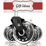 Replacement Office Chair Wheels - (Set of 5) Rollerblade Style w/ Universal Fit for Office Chairs, Heavy Duty &amp; Safe for All Floors Including Hardwood - Perfect Upgrade for Desk Floor Mat