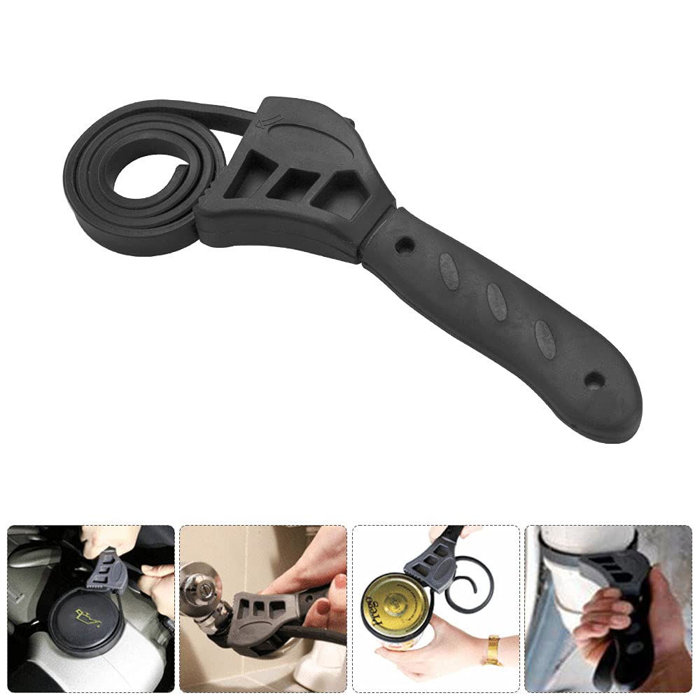 50 cm Rubber Strap Wrench Adjustable Oil Filter Wrench Pipe Wrench Plumbing Wrench Grip Wrench Heavy Duty Strap Wrench Tool Universal Oil Filter Spanner for Mechanics Plumbers Home Use, Black (68)