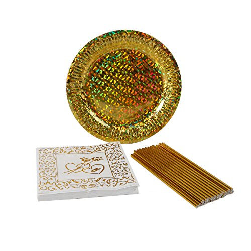 Geeklife Gold Paper Napkins ,Sparkly Gold Foil Rose Decorative Napkins