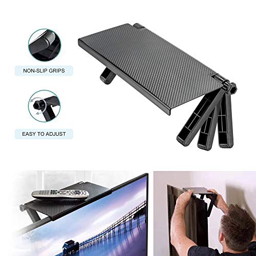 GTWCK TV Screen Top Shelf, Monitor Mount Organizer Easy TV Tray, Adjustable Media Device Mounting Bracket for Holds Speakers, Streaming Devices, Game Consoles,Computer Monitor,Home Decor