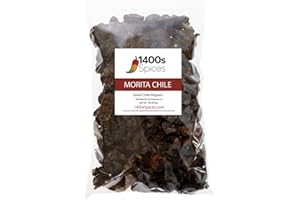 1lb Morita Chipotle Dried Whole Chile Peppers, Chili Seco Pods for Authentic Mexican Food, Heat-Sealed Resealable Bag by 1400s Spices