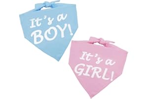 BARLEYGOO It’s a Boy or It’s a Girl Dog Bandana Pregnancy Announcement Dog Bandana Baby Announcement Triangle Pet Scarf Scarves Gender Reveal Photo Prop Blue and Pink