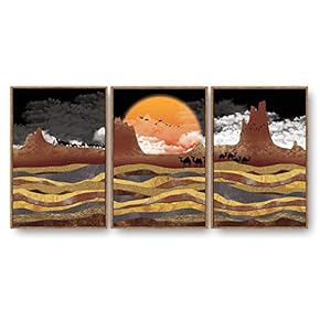 3 Piece Framed Canvas Home Artwork Decoration Abstract Nature Landscape Canvas Wall Art for Living Room, Bedroom - 16"x24"x3 Panels