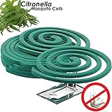 W4W Citronella Mosquito Repellent Coils - Outdoor Use Reaches Up to 10 feet - Each Coil Burns for 5-7 hours (Three Pack Contains 12 coils & 6 coil stands)