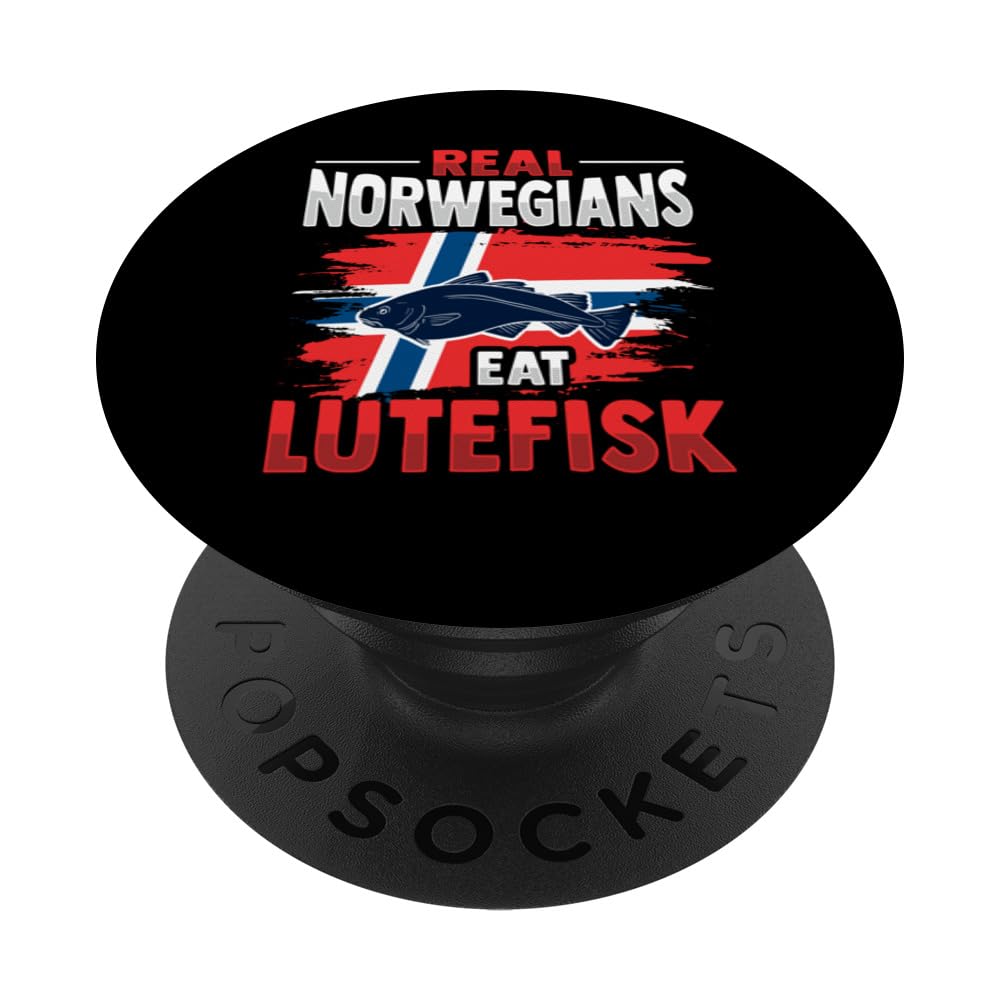 Real Norwegians eat Lutefisk Design PopSockets Adhesive PopGrip