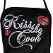 Women's Crystal Kiss The Cook Rhinestone Bling Kitchen Cooking Bib Apron (Black)