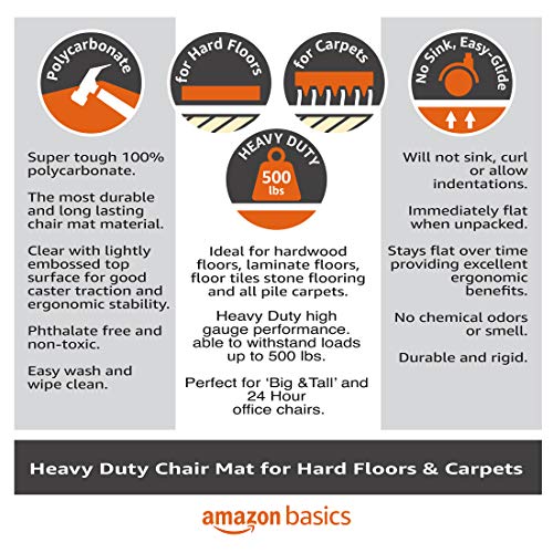 Amazon Basics Polycarbonate Heavy Duty Office Chair Mat for Carpets
