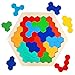JCREN Wooden Puzzles for Kids Adults - Kids Hexagon Puzzle Shape Pattern Block Tangram Brain Teaser Puzzle Toys Logic IQ Game STEM Montessori Educational Gift for All Ages Challenge
