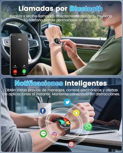 Rmana Smartwatch Men with GPS, Smartwatch Watch 1.39" Touch Screen, Bluetooth Calls, Sports Modes, Compass, Heart Rate Monitor, Blood Pressure Measurement, Digital Watch iOS/Android