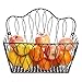 MyGift Decorative Black Metal Wire Loop Design Wall Mounted Magazine Holder Bin/Fruit Basket Rack