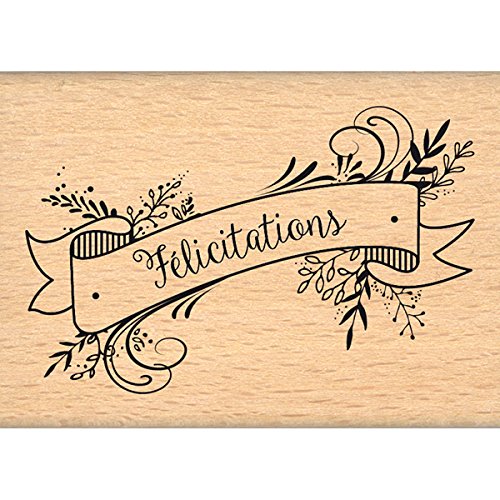 Florilèges Design Stamp fe216090 Congratulations 2 Wood 5 x 7 x 2.5 cm
