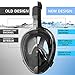 DIVELUX Full Face Snorkel Mask - Snorkeling Gear for Adults and Kids - Diving Mask with 180° Panoramic Viewing - Anti Fog & Anti Leak Scuba Mask, S/M, L/XL, XS, (Black, S/M)