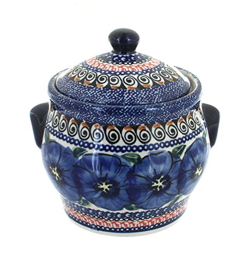 Click Here to See More Images Zaklady Blue Rose Polish Pottery Blue Art Small Canister