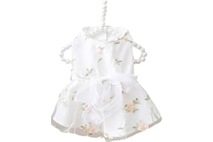 BIECWIAY Dog Dress Dog Princess Dresses Outfit Puppy Dog Skirt Lace Shining Embroiderd Bowknot Pet Clothes Girl for Wedding Birthday Party Cat Apparel