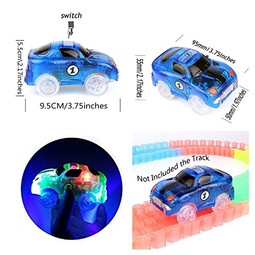 4 Packs Toy Train Cars Light-Up Fast Speed Magic Fast Tracks Cars Replacement Track Race Car Toy 5 LED Lights Racing Cars Track Accessories Compatible with Most Tracks Endless Fun for Boys & Girls - Thumbnail 2