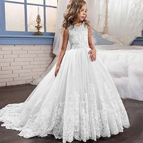 Angela Ball Lace Beaded Pageant Flower Girl Dresses Long Floor Kids Prom Party Gown ANS053