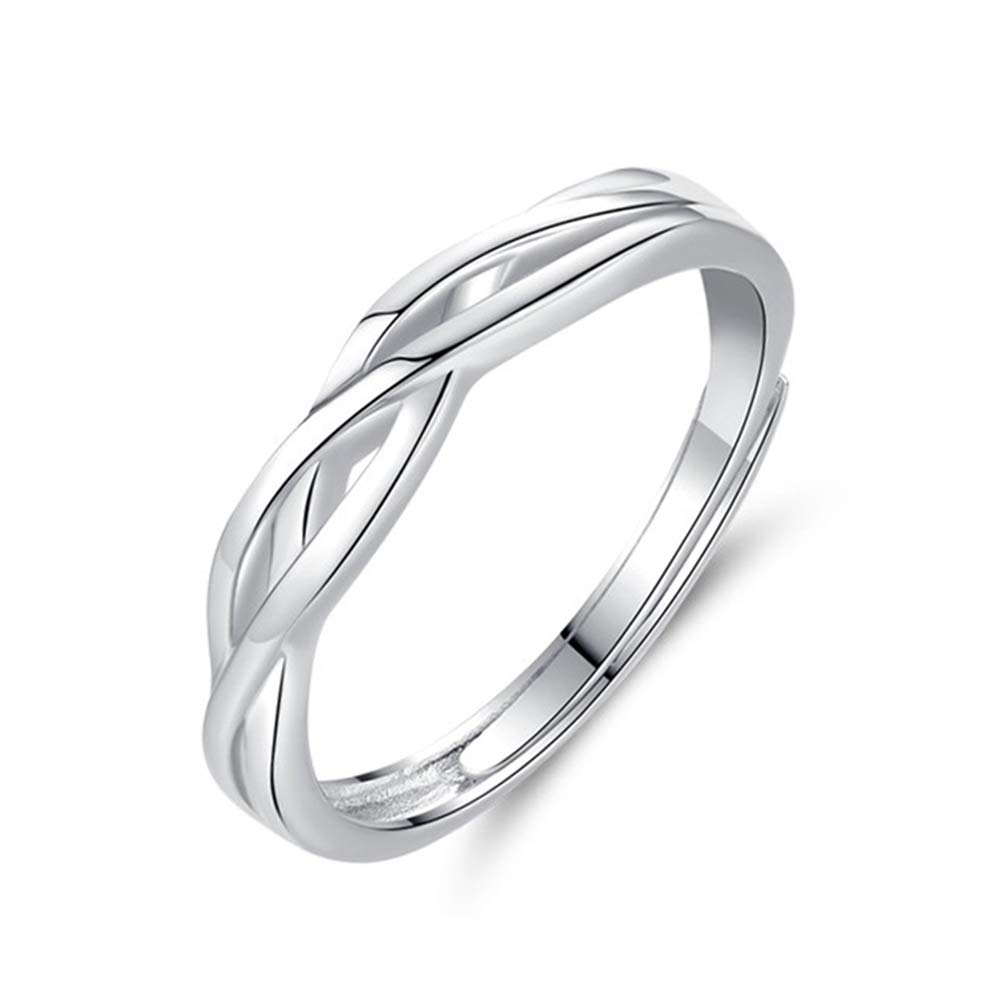 Zolkamery Wedding Rings for Men Women 925 Sterling Silver Celtic Knot Open Adjustable Size Ring Engagement Couple Partner Band Ring with Cubic Zirconia Diamond Gift for Wife Husband Girls Boys Ladies