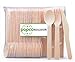 POPCO 250-Piece Disposable Wooden Cutlery Set: 100 Forks, 100 Knives, 50 Spoons, 6.5 inches Length, 100% All-Natural, Eco-Friendly, Biodegradable, and Compostable