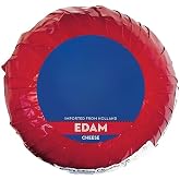 Edam Ball , Made the traditional way and has been enjoyed by generations. Made with part skim milk, it is more firm than gouda with a rich, buttery flavor and a smooth, creamy texture. Versatile, it can be sliced for sandwiches, shred for baking dishes, or cubed for salads. [ 30 oz , 1.8 lb ]