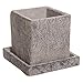 Small Decorative Gray Cement Textured Square Succulent Plant Pot with Water Draining Dish - MyGift