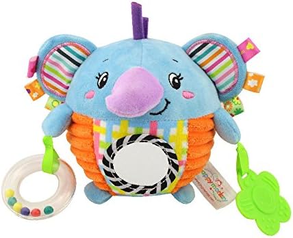 Infant Animal Hand-bells Rattles Ball Toys, Godr Baby Development Activity Teether Beads Mirror Stroller&amp;Crib Toys for New-born Toddler Girls and Boys (Blue Elephant)