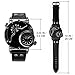 Mens Wrist Watch,Fashion Quartz Analog Dual Time Watch,Cool Unique Leather Band Big Face Watches for Men