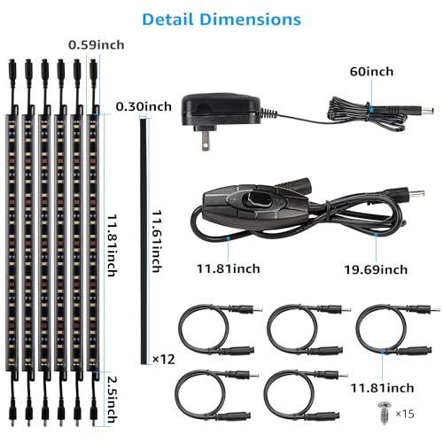 TORCHSTAR LED Safe Lighting Kit, (6) 12 Inch Linkable Light Bars