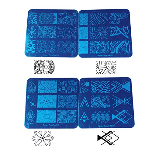 Finger Angel 20 Pcs Mix Design Nail Stamping Template+1 Stamper + 1 Scraper Nail Art Image Stamp Stamping Plates Manicure Template Nail Art Tools (A1-20)