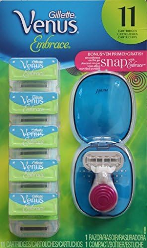 Gillette Venus Embrace Replacement Blades - 11 Cartridges plus a bonus mini Travel Shaver with case