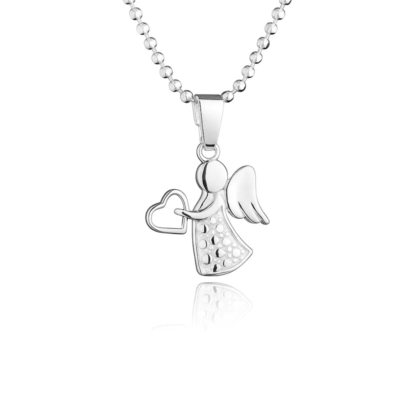 fish Silver Childrens Necklace Angel Charm Adjustable Length Chain