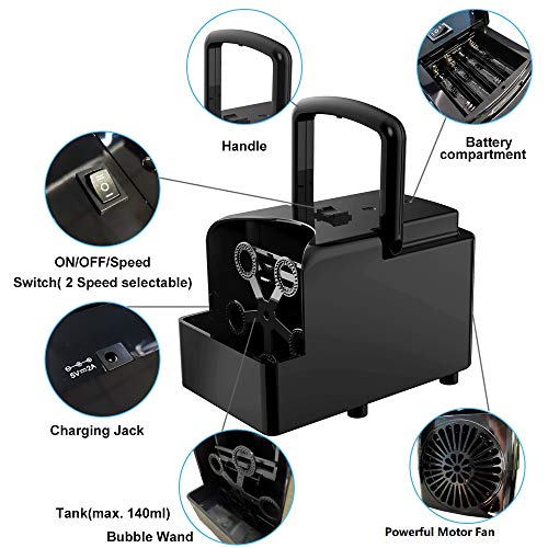 LSXD Bubble Machine, Automatic Bubble Blower, Portable Bubble Maker for Kids, USB or Battery Operated Bubble Toys for Parties Birthdays Outdoor & Indoor Use with High Output