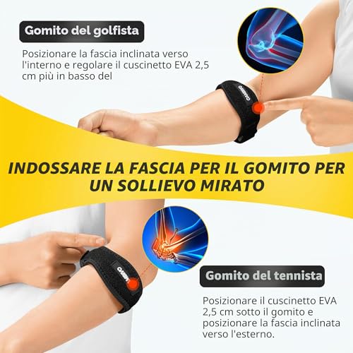 CAMBIVO 2 Pieces Adjustable Epicondylitis Elbow Brace Epicondylitis Elbow Brace Epicondylitis Band with EVA Pad for Tennis Elbow, Relieve Tendonitis and Arthritis, Fitness